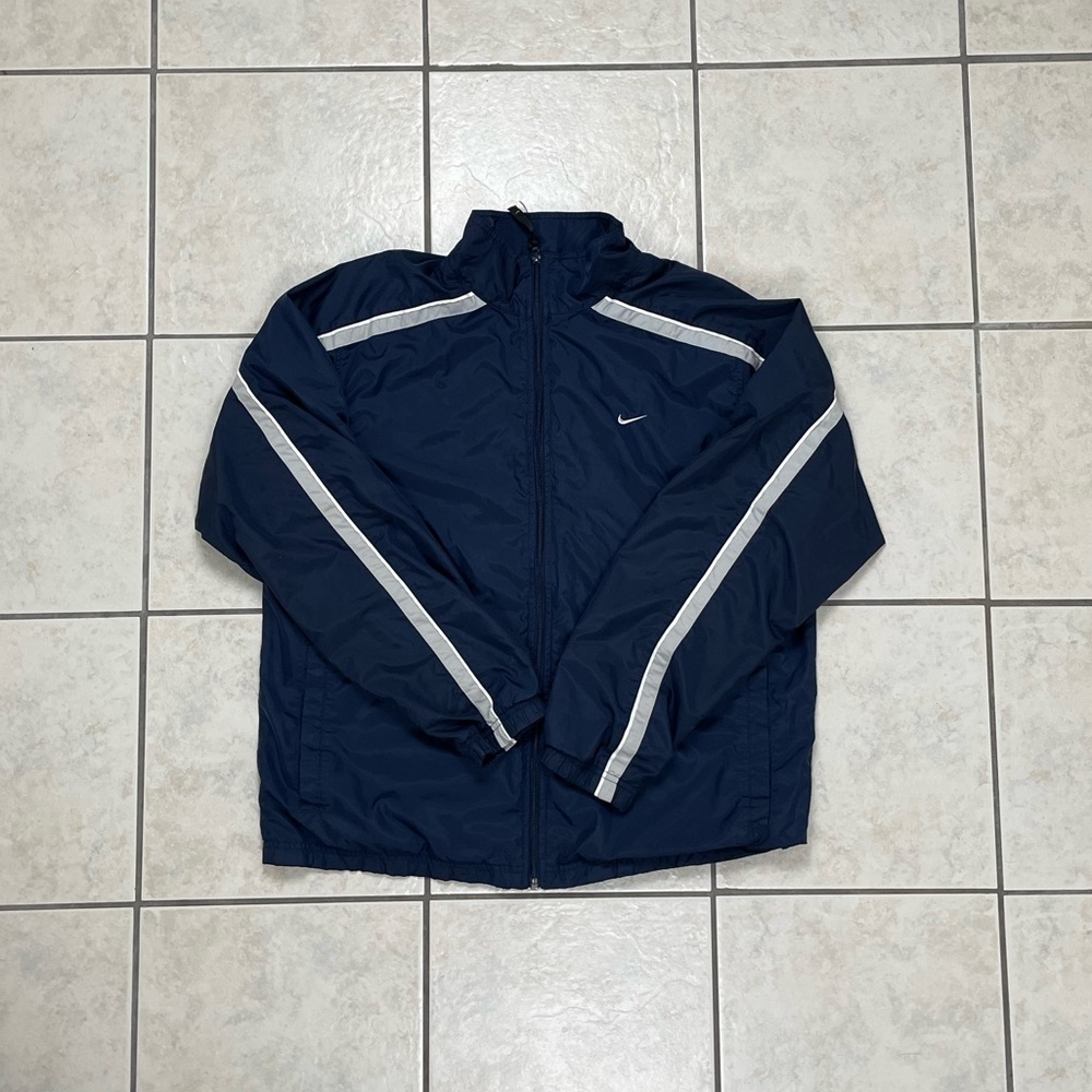 Vintage Nike Full Zip Nylon Jacket Blue Large